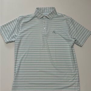 Rhoback Teal and White Striped Polo Shirt